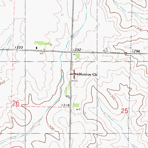 Topographic Map of Monroe Church, IA