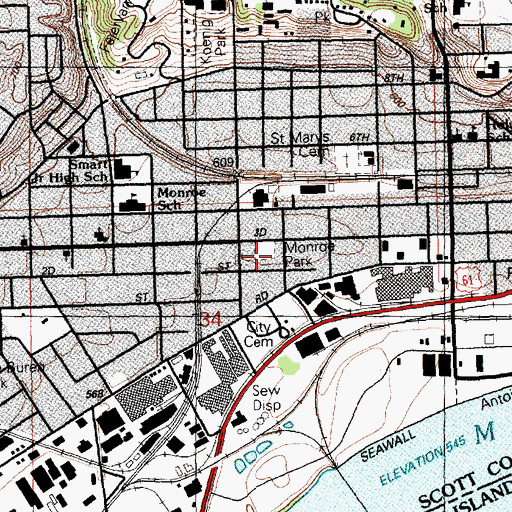 Topographic Map of Monroe Park, IA