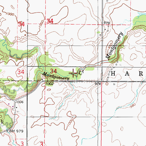 Topographic Map of Montgomery Creek, IA
