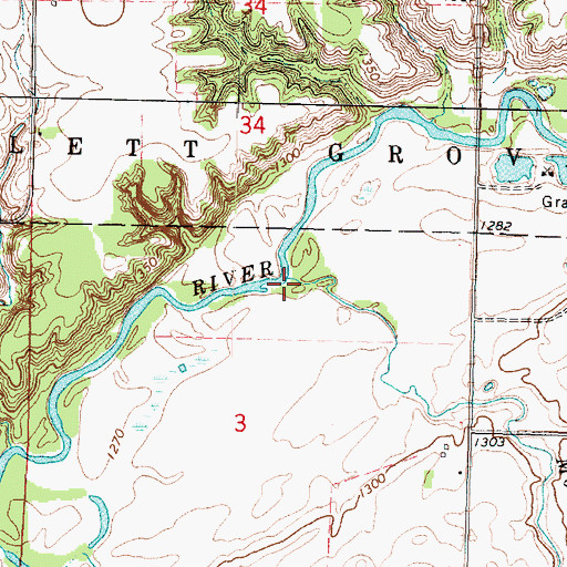 Topographic Map of Montgomery Creek, IA