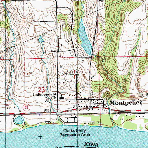 Topographic Map of Montpelier Cemetery, IA