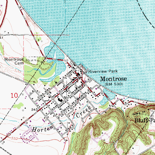 Topographic Map of Montrose, IA
