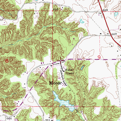 Topographic Map of Mooar, IA
