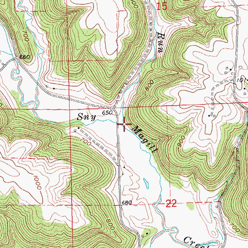 Topographic Map of Moody Run, IA
