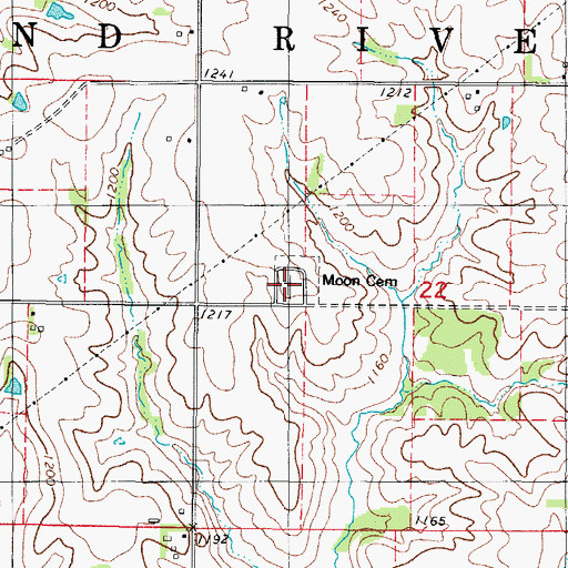 Topographic Map of Moon Cemetery, IA