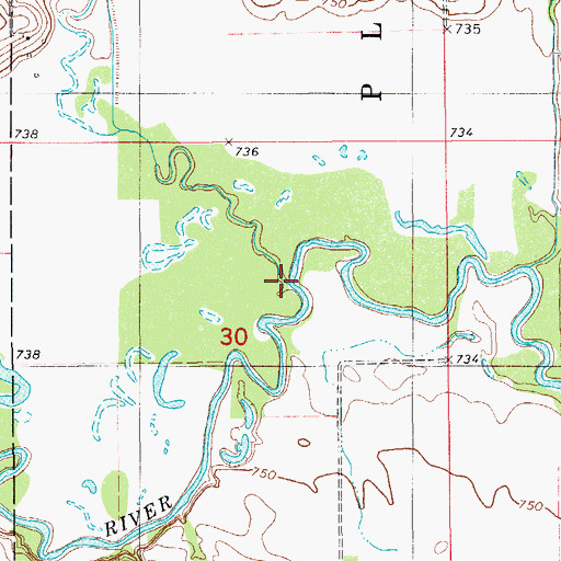 Topographic Map of Moon Creek, IA