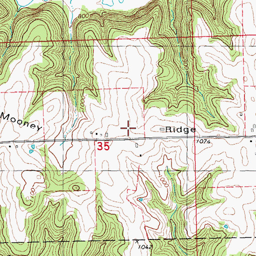 Topographic Map of Mooney Ridge, IA