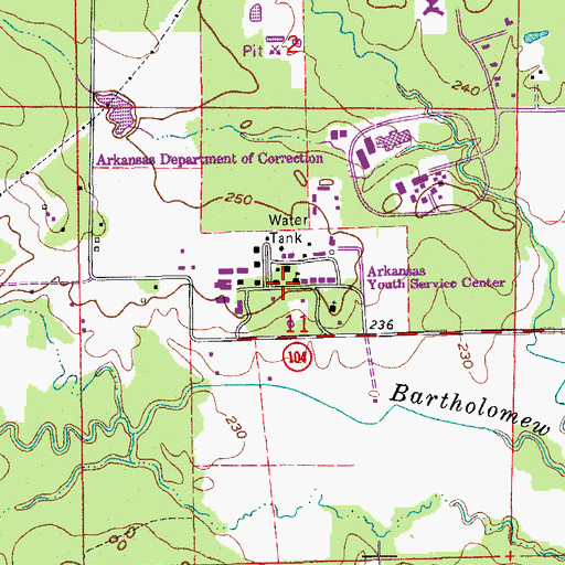 Topographic Map of Arkansas Industrial School, AR
