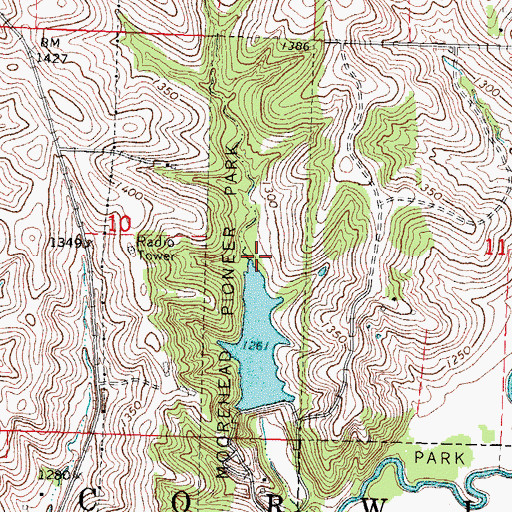 Topographic Map of Moorehead Pioneer Park, IA