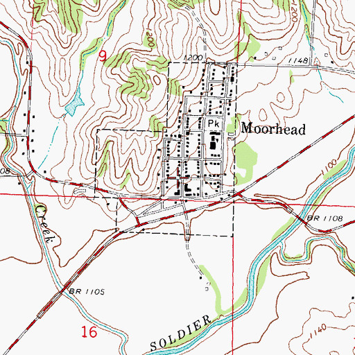 Topographic Map of Moorhead, IA