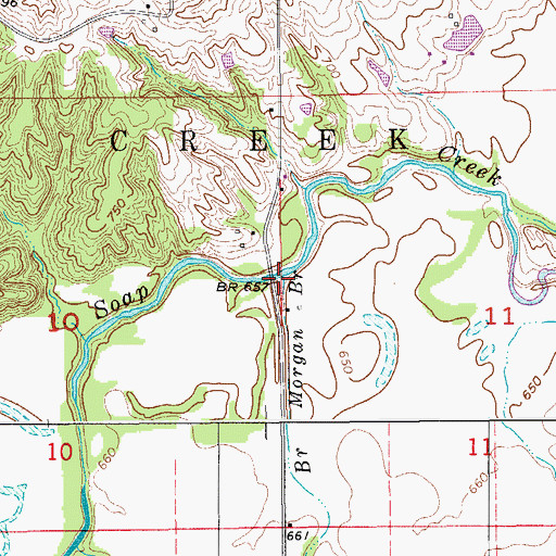 Topographic Map of Morgan Branch, IA