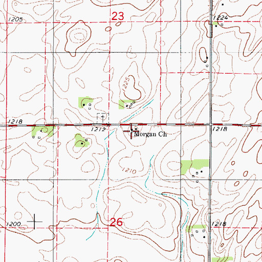 Topographic Map of Morgan Church, IA