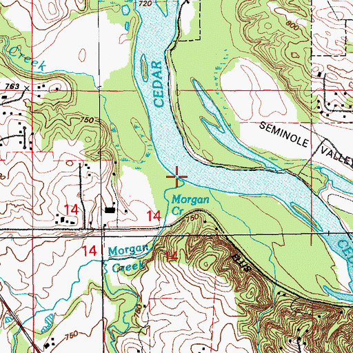 Topographic Map of Morgan Creek, IA