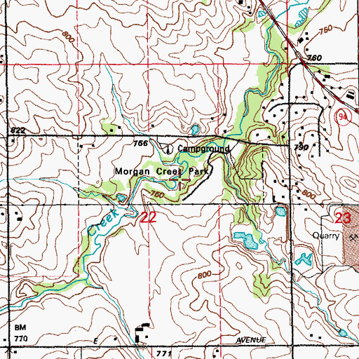 Topographic Map of Morgan Creek Park, IA