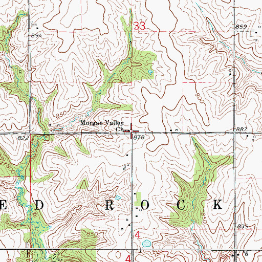 Topographic Map of Morgan Valley Church, IA