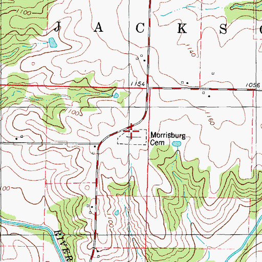 Topographic Map of Morrisburg Cemetery, IA