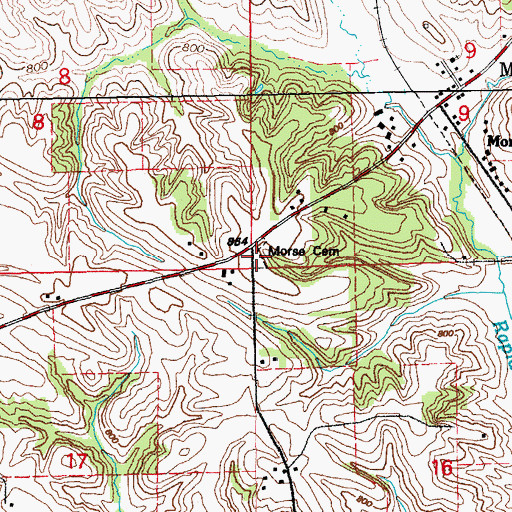 Topographic Map of Morse Cemetery, IA