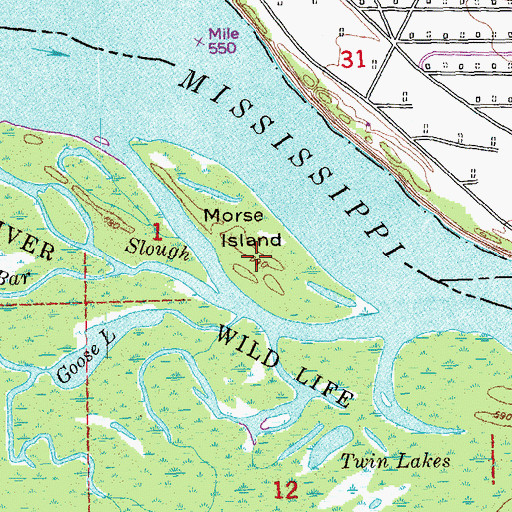 Topographic Map of Morse Island, IA