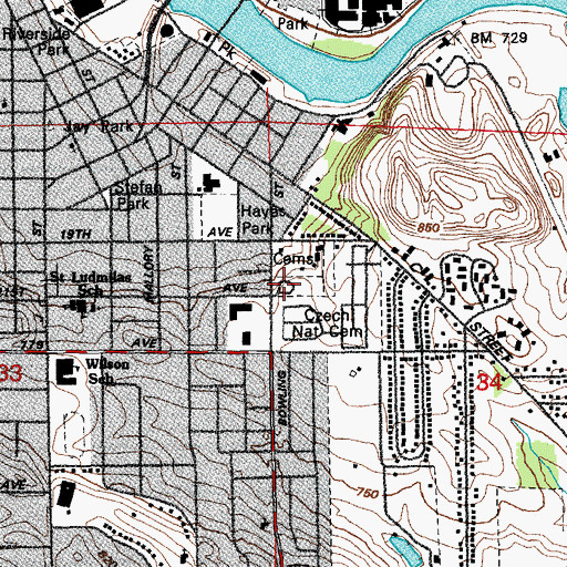 Topographic Map of Moslem Cemetery, IA