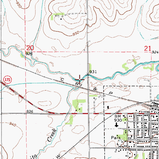 Topographic Map of Mosquito Creek, IA