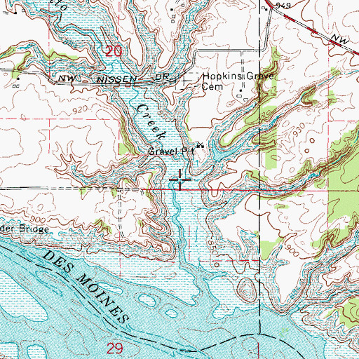 Topographic Map of Mosquito Creek, IA