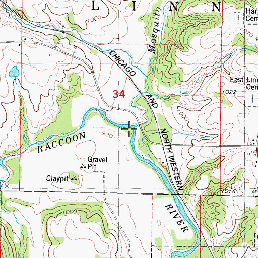 Topographic Map of Mosquito Creek, IA