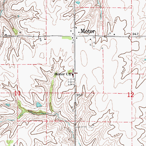 Topographic Map of Motor Church, IA