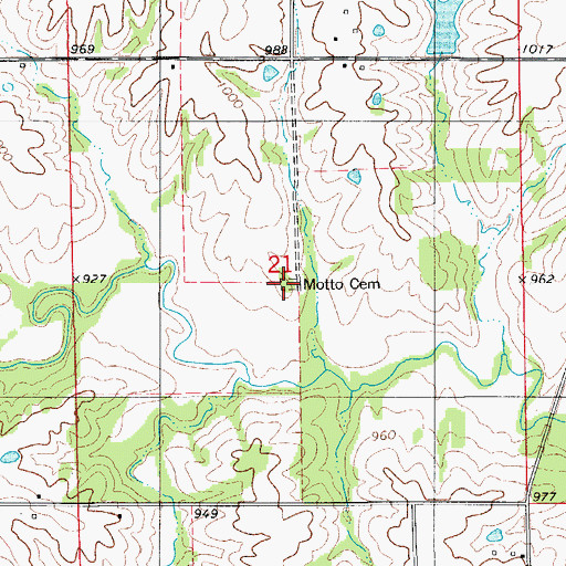 Topographic Map of Motto Cemetery, IA