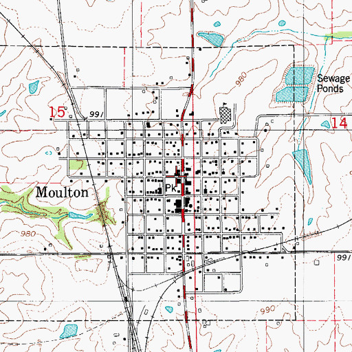 Topographic Map of Moulton, IA