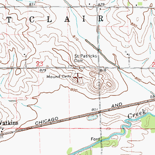 Topographic Map of Mound Cemetery, IA