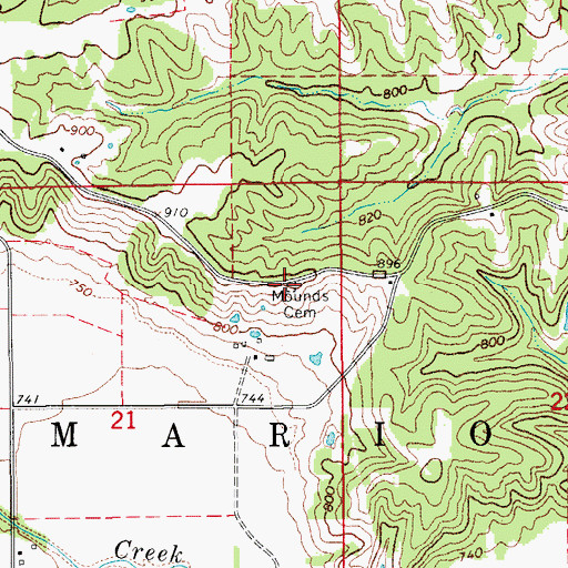 Topographic Map of Mounts Cemetery, IA