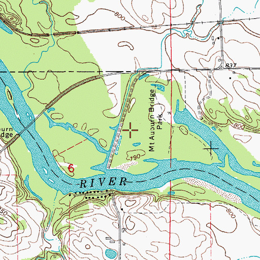Topographic Map of Mount Auburn Bridge Park, IA