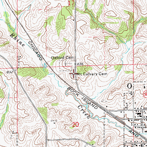 Topographic Map of Mount Calvary Cemetery, IA