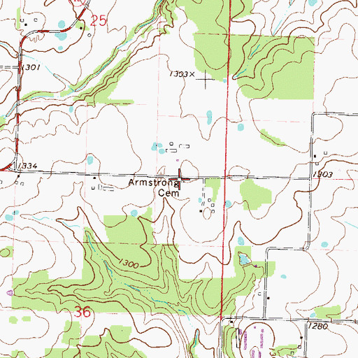 Topographic Map of Armstrong Cemetery, AR