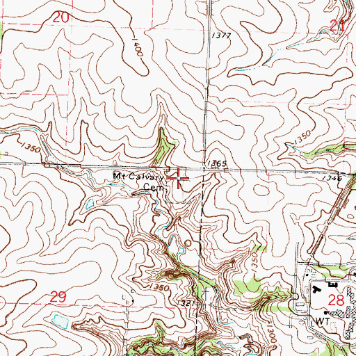 Topographic Map of Mount Calvary Cemetery, IA
