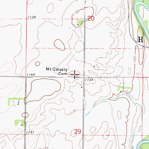 Topographic Map of Mount Calvary Cemetery, IA