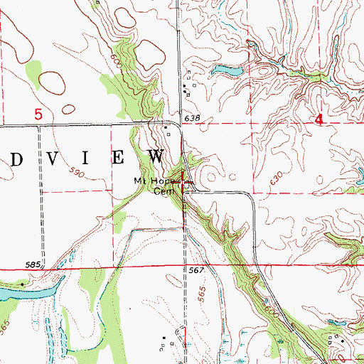 Topographic Map of Mount Hope Cemetery, IA