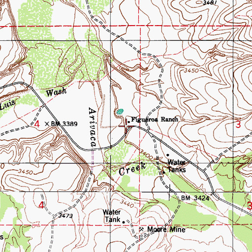 Topographic Map of Figueroa Ranch, AZ
