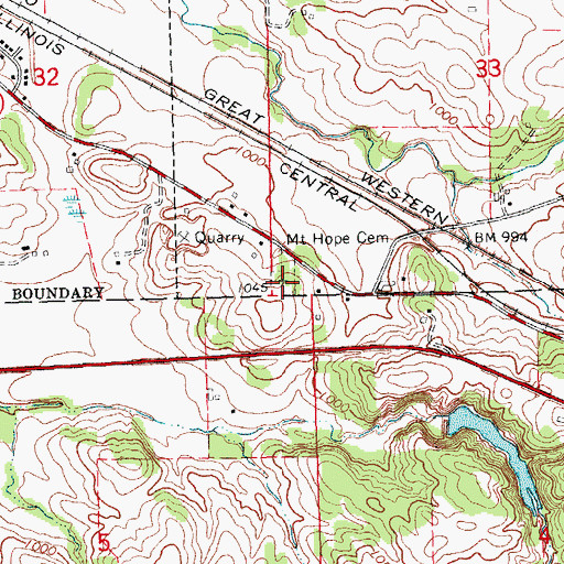 Topographic Map of Mount Hope Cemetery, IA