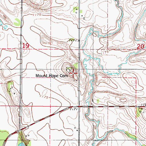 Topographic Map of Mount Hope Cemetery, IA