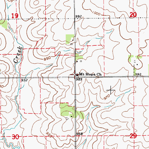 Topographic Map of Mount Hope Church, IA