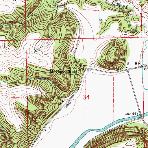Topographic Map of Mount Hope Church, IA