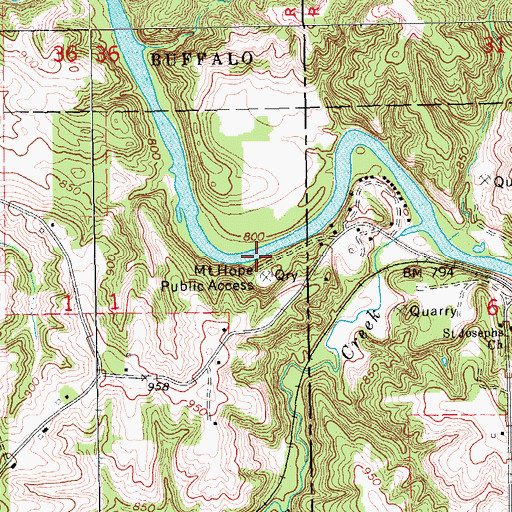 Topographic Map of Mount Hope Public Access, IA