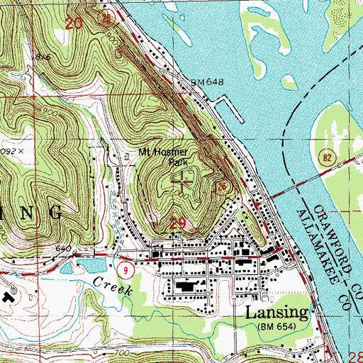 Topographic Map of Mount Hosmer Park, IA