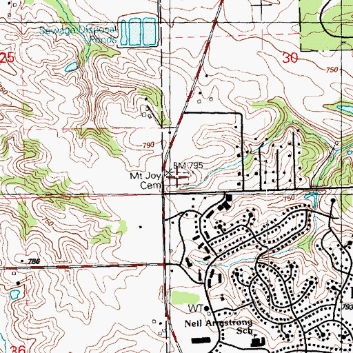 Topographic Map of Mount Joy Cemetery, IA
