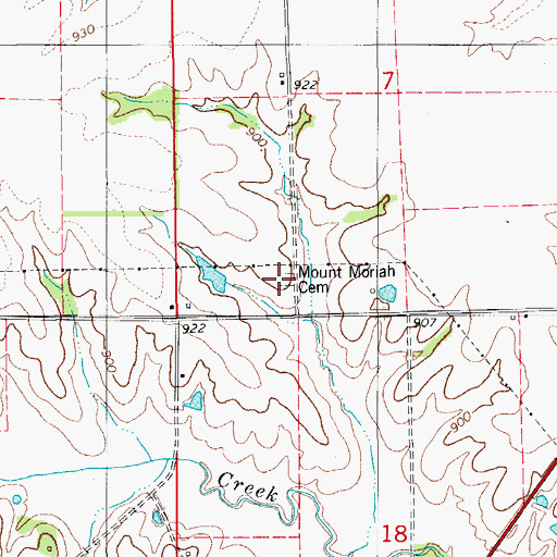 Topographic Map of Mount Moriah Cemetery, IA