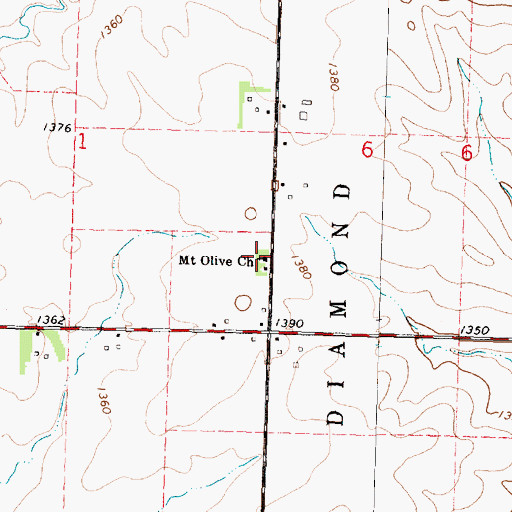 Topographic Map of Mount Oliver Church, IA