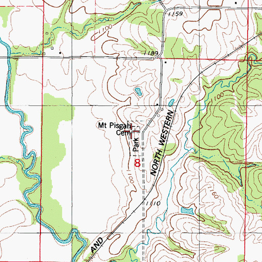 Topographic Map of Mount Pisgah Cemetery, IA