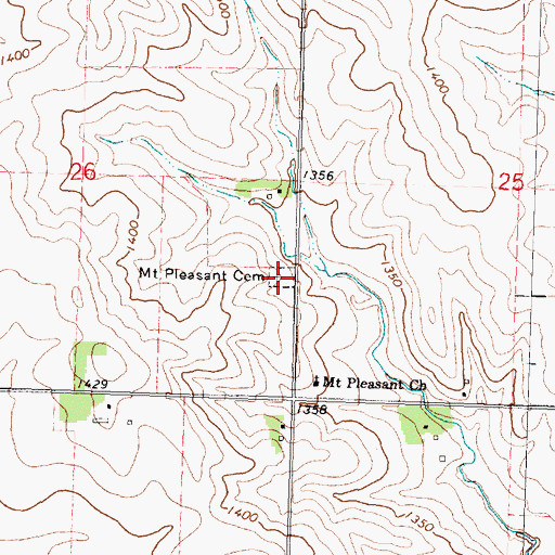 Topographic Map of Mount Pleasant Cemetery, IA