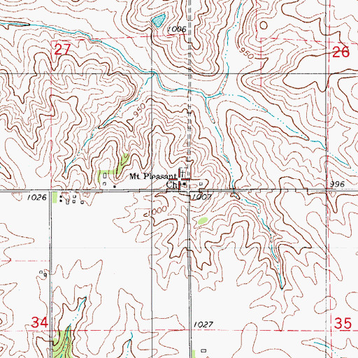 Topographic Map of Mount Pleasant Church, IA